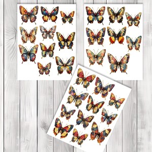 Stained Glass Butterfly Fussy Cuts - Junk Journal , Printable Journal, Junk Journal Tags, Junk Journal Ephemera