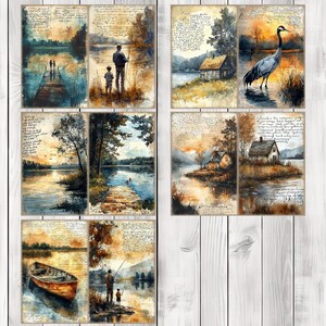 Lakeside Memories - Journal Paper Set, Junk Journal Pages, Flower Junk Journal Paper, Printable Journal, Scrapbook Paper, Digital Paper