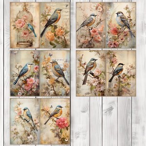 Floral Bird - Junk Journal Pages, Journal Paper Set, Bird Junk Journal Paper, Printable Journal, Scrapbook Paper, Digital Paper