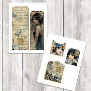 Flapper Memoirs Tall Pocket Tag Kit - Botanical - Loaded Tags | Ephemera Labels | Paper Craft | Junk Journal Images Clip Art | Fussy Cut