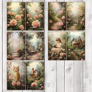 Rose Gaden - Journal Paper Set, Junk Journal Pages, Flower Junk Journal Paper, Printable, Scrapbook Paper, Digital Paper