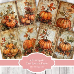 Fall Pumpkin - Journal Paper Set, Junk Journal Pages, Flower Junk Journal Paper, Printable Journal, Scrapbook Paper, Digital Paper