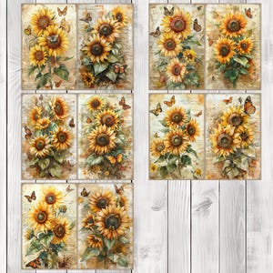 Sunflower Bouquet - Junk Journal Pages, Journal Paper Set, Flowers, Journal Paper, Printable Journal, Scrapbook Paper, Digital Paper