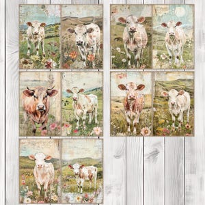 Cow Field - Junk Journal Pages, Journal Paper Set, Dog, Journal Paper, Printable Journal, Scrapbook Paper, Digital Paper