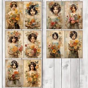 Floral Muse - Junk Journal Pages, Journal Paper Set, Dog, Journal Paper, Printable Journal, Scrapbook Paper, Digital Paper