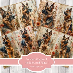 German Shepherd - Junk Journal Pages, Journal Paper Set, Dog, Journal Paper, Printable Journal, Scrapbook Paper, Digital Paper