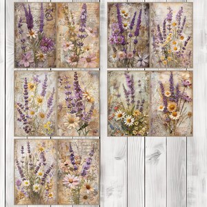 Lavender and Daisy - Journal Paper Set, Junk Journal Pages, Flower Junk Journal Paper, Printable Journal, Scrapbook Paper, Digital Paper