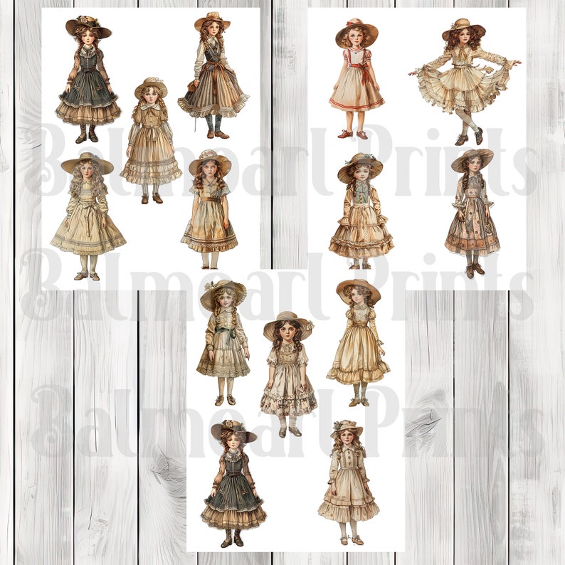 Vintage Paper Doll Fussy Cuts - Junk Journal , Printable Journal, Junk Journal Tags, Junk Journal Ephemera
