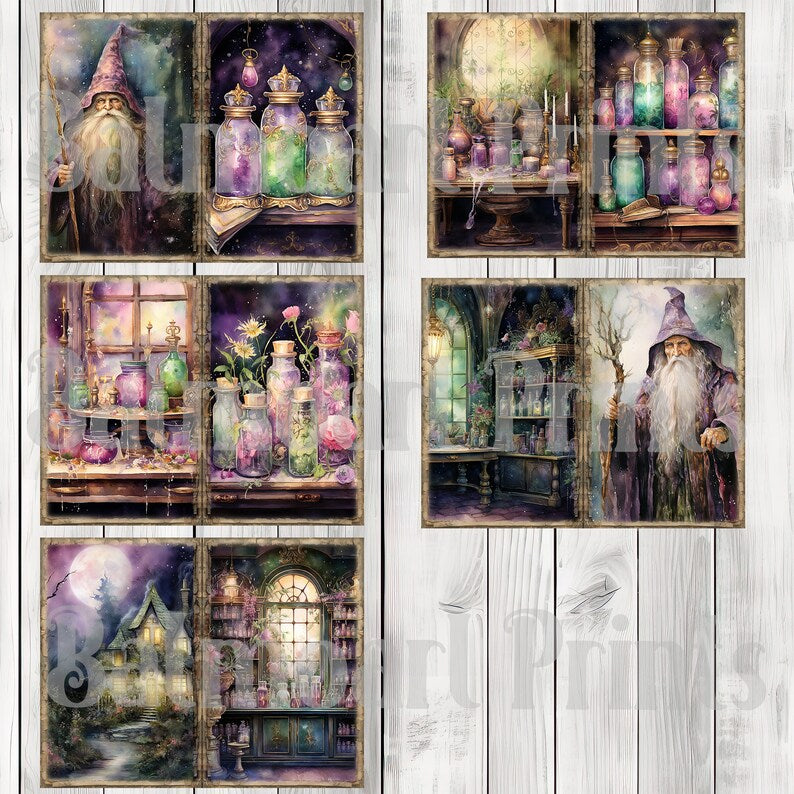 Wizards Apothecary - Journal Paper Set, Junk Journal Pages, Flower Junk Journal Paper, Printable Journal, Scrapbook Paper, Digital Paper