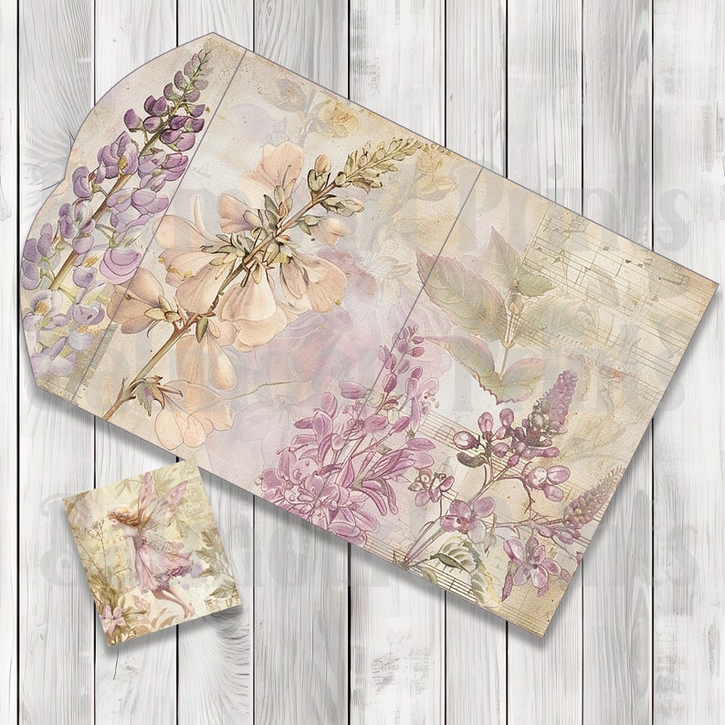 Vintage Garden Fairy Folio Kit - Journal Paper Set, Junk Journal Folio, Printable Journal, Scrapbook Paper, Woodland Animals, Floral