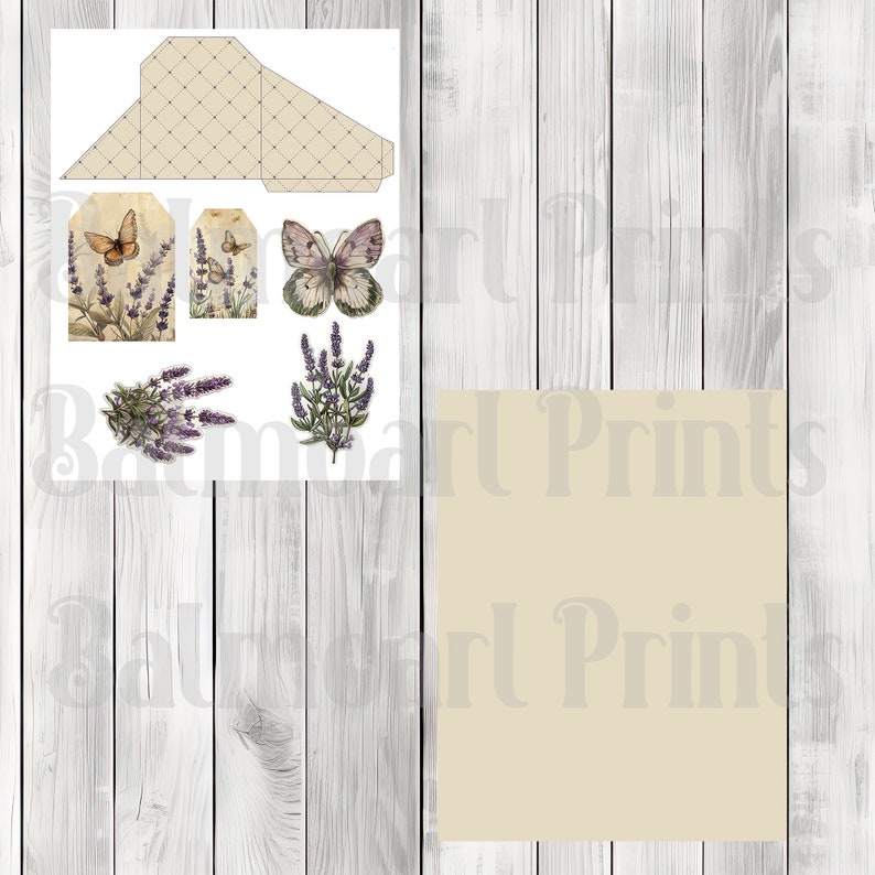 Vintage Lavender Butterfly Loaded Tag Kit - Loaded Tags | Ephemera Labels | Paper Craft | Junk Journal Images Clip Art | Fussy Cut