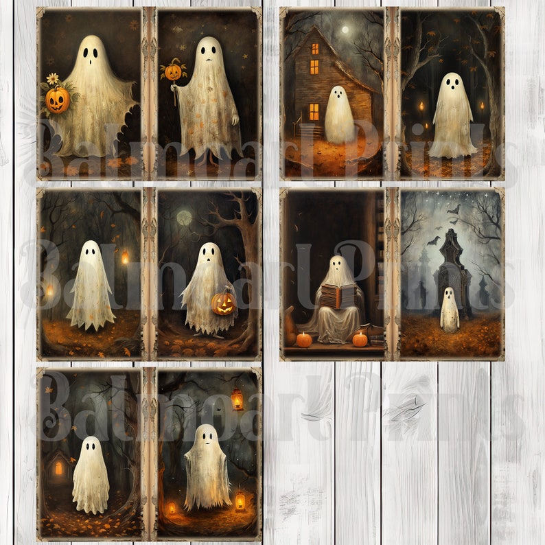 Cute Ghosts - Journal Paper Set, Junk Journal Pages, Flower Junk Journal Paper, Printable Journal, Scrapbook Paper, Digital Paper
