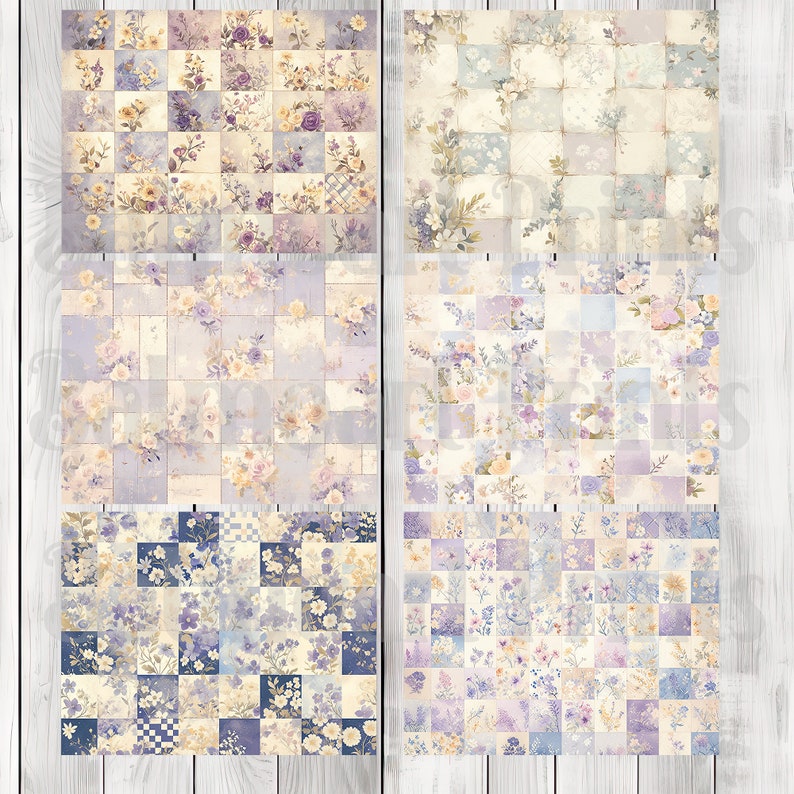 Light Purple Patchwork - Journal Paper Set, Junk Journal Pages, Junk Journal Paper, Printable Journal, Scrapbook Paper, Digital Paper