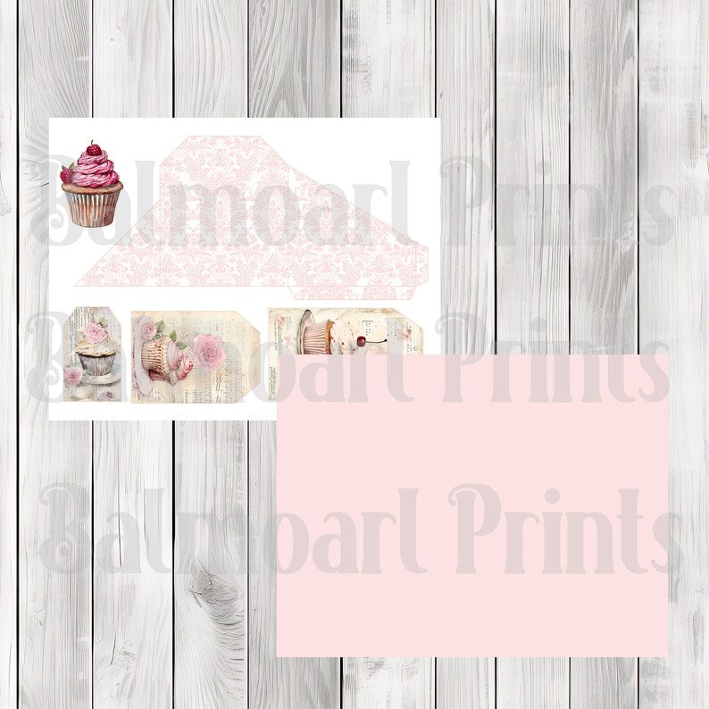 Pink Cupcake Loaded Tag Kit - Loaded Tags | Ephemera Labels | Paper Craft | Junk Journal Images Clip Art | Fussy Cut
