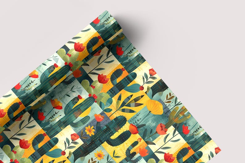 Boho Desert Patchwork - Seamless Pattern - Digital Paper - Printable Journal, Scrapbook Paper, Seamless