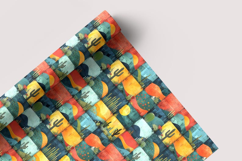Boho Desert Patchwork - Seamless Pattern - Digital Paper - Printable Journal, Scrapbook Paper, Seamless