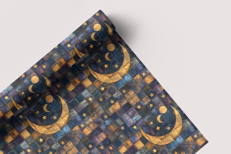 Celestial Patchwork - Seamless Pattern - Digital Paper - Printable Journal, Scrapbook Paper, Seamless