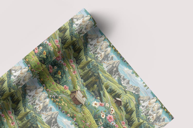 Embroidered Meadow - Seamless Pattern - Digital Paper - Printable Journal, Scrapbook Paper, Seamless