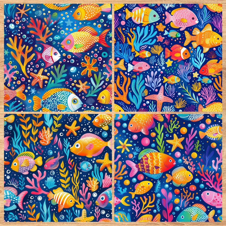 Rainbow Reef - Seamless Pattern - Digital Paper - Printable Journal, Scrapbook Paper, Seamless