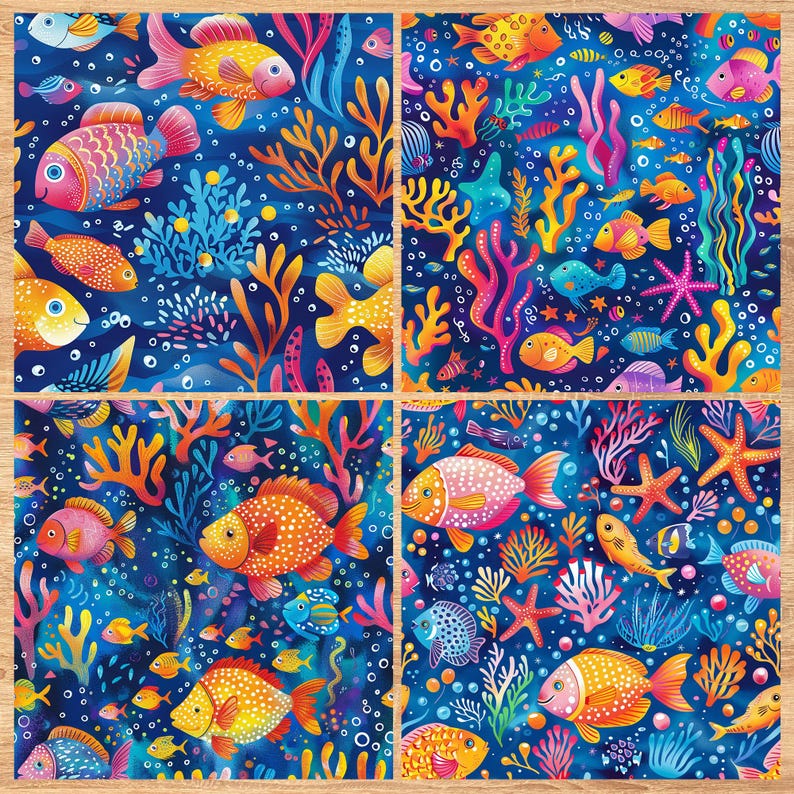 Rainbow Reef - Seamless Pattern - Digital Paper - Printable Journal, Scrapbook Paper, Seamless