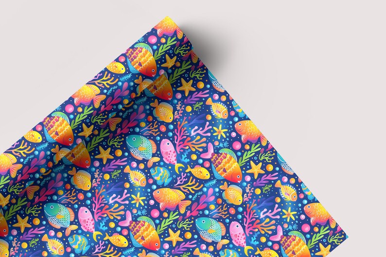 Rainbow Reef - Seamless Pattern - Digital Paper - Printable Journal, Scrapbook Paper, Seamless