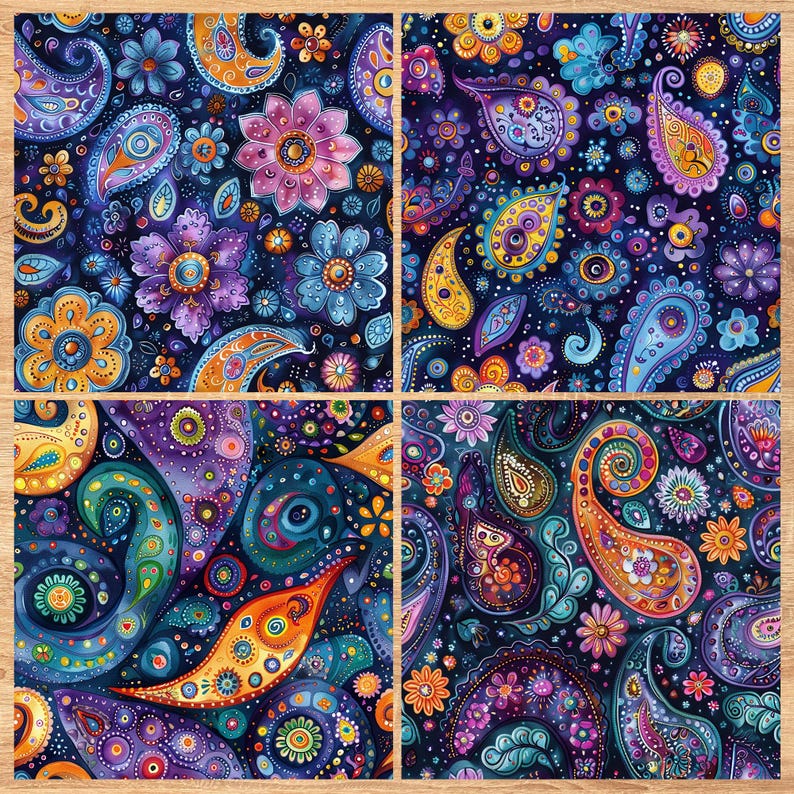 Purple Paisley- Seamless Pattern - Digital Paper - Printable Journal, Scrapbook Paper, Seamless