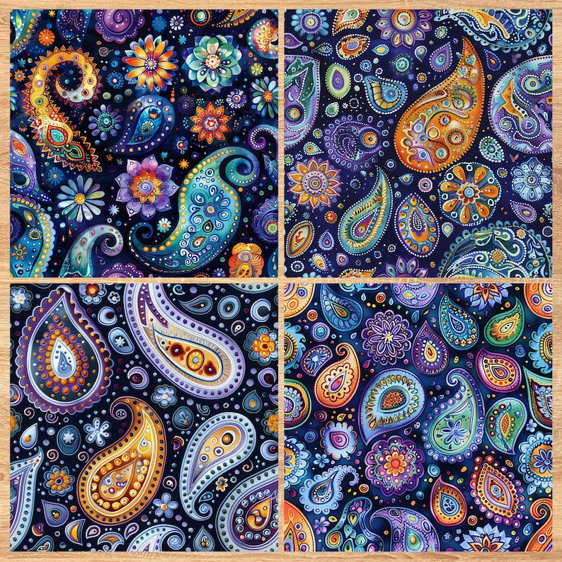 Purple Paisley- Seamless Pattern - Digital Paper - Printable Journal, Scrapbook Paper, Seamless