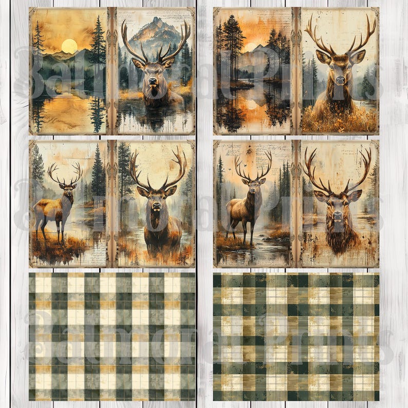 Majestic Stag - Junk Journal Kit, Journal Pages, Papers, Ephemera, Tags, Printable, Scrapbook Kit, Digital Download