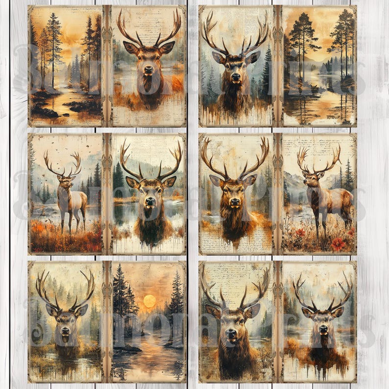 Majestic Stag - Junk Journal Kit, Journal Pages, Papers, Ephemera, Tags, Printable, Scrapbook Kit, Digital Download