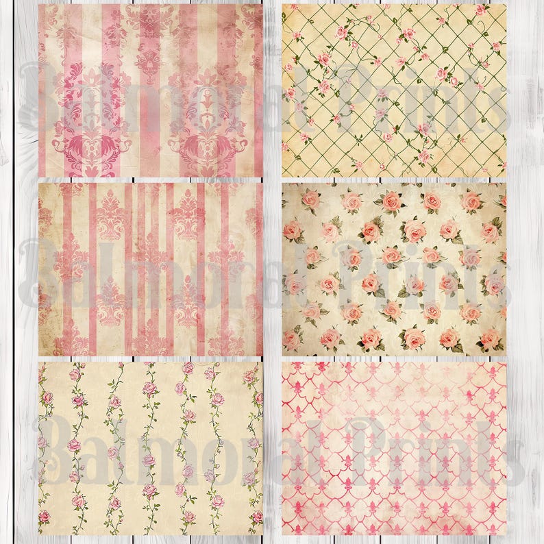 Pink Vintage Rose - Journal Paper Set, Junk Journal Pages, Junk Journal Paper, Printable Journal, Scrapbook Paper, Digital Paper
