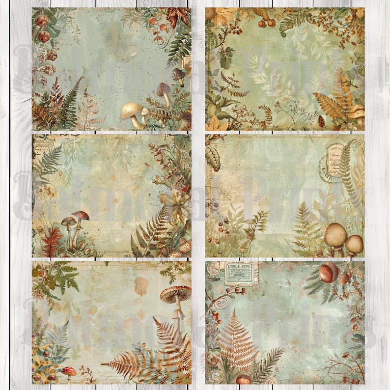 Sage and Chestnut Woodland - Journal Paper Set, Junk Journal Pages, Junk Journal Paper, Printable Journal, Scrapbook Paper, Digital Paper
