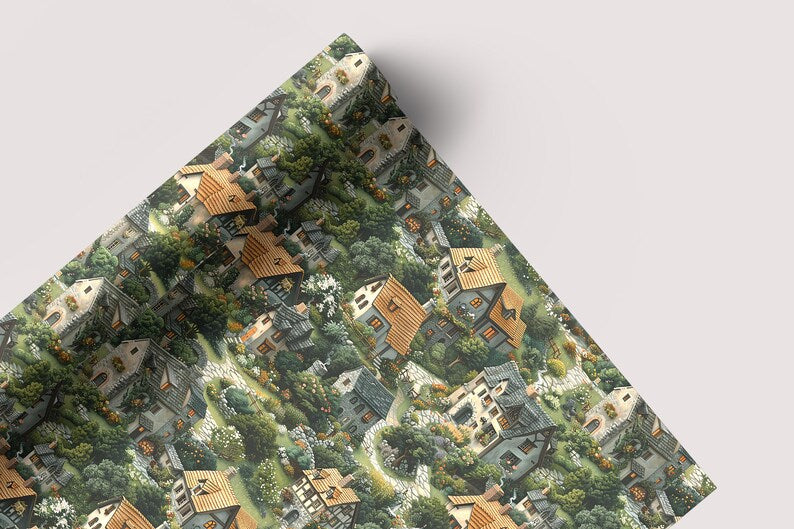 Medieval Village - Seamless Pattern - Digital Paper - Printable Journal, Scrapbook Paper, Seamless