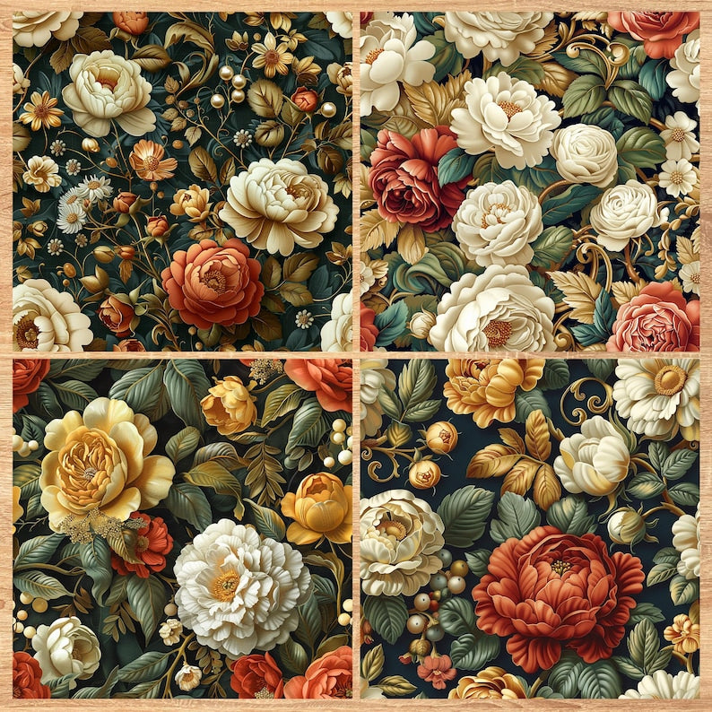 Baroque Opulence - Seamless Pattern - Digital Paper - Printable Journal, Scrapbook Paper, Seamless