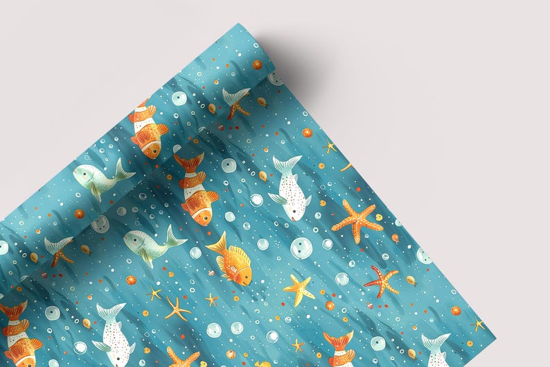 Tiny Fish - Seamless Pattern - Digital Paper - Printable Journal, Scrapbook Paper, Seamless