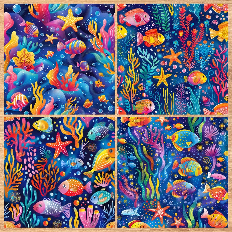 Rainbow Reef - Seamless Pattern - Digital Paper - Printable Journal, Scrapbook Paper, Seamless