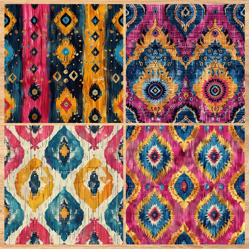 Ikat Weaving Pattern - Seamless Pattern - Digital Paper - Printable Journal, Scrapbook Paper, Seamless