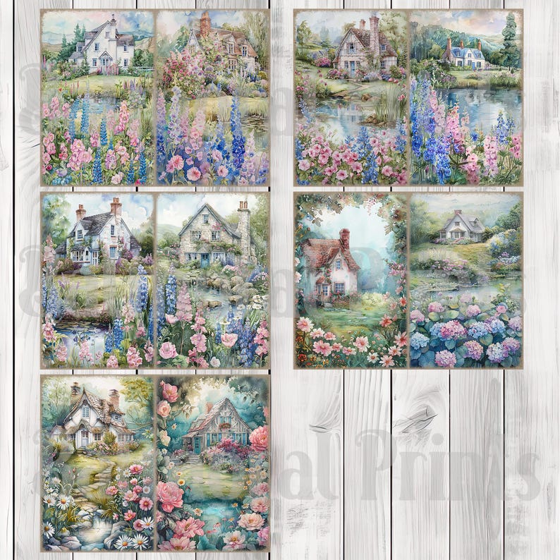 English Cottage - Journal Paper Set, Junk Journal Pages, Flower, Journal Paper, Printable Journal, Scrapbook Paper, Digital Paper