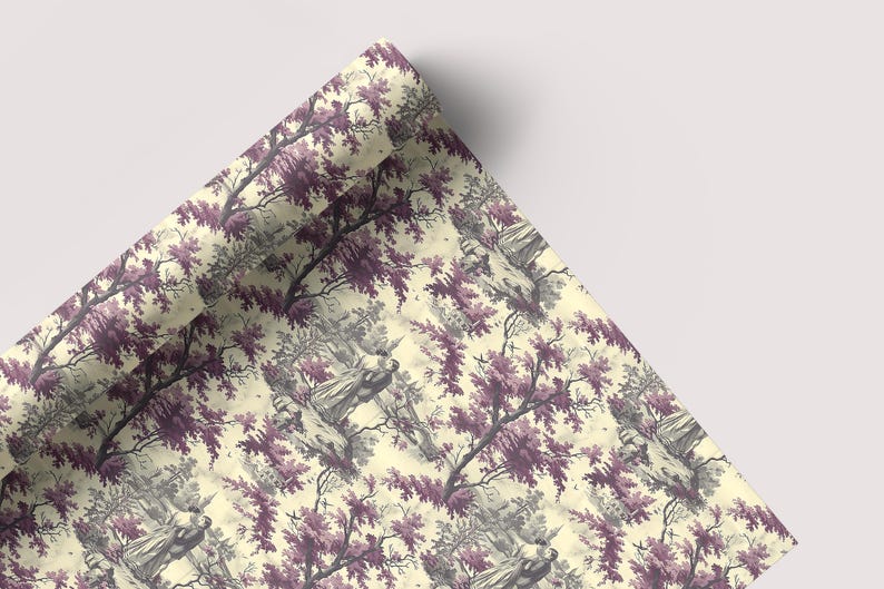 Mauve Garden Toile - Seamless Pattern - Digital Paper - Printable Journal, Scrapbook Paper, Seamless