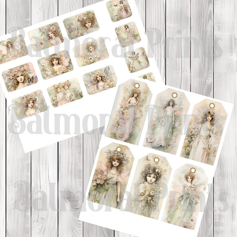 Springtime Fairy - Junk Journal Kit, Journal Pages, Papers, Ephemera, Tags, Printable, Scrapbook Kit, Digital Download