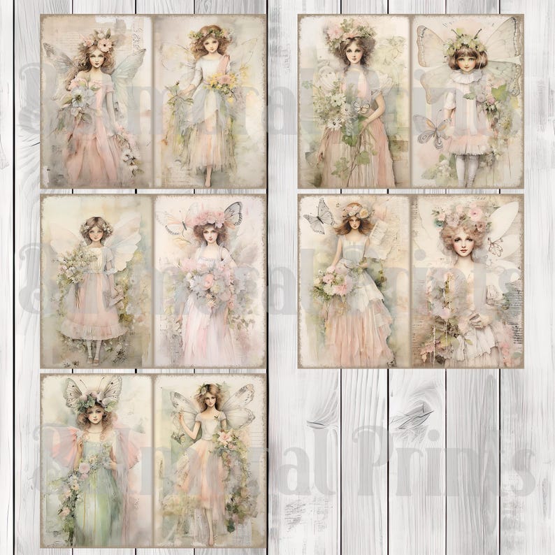 Springtime Fairy - Journal Paper Set, Junk Journal Pages, Flower, Journal Paper, Printable Journal, Scrapbook Paper, Digital Paper
