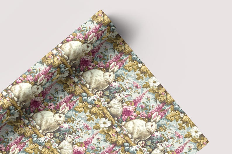 Vintage Easter Bunnies - Seamless Pattern - Digital Paper - Printable Journal, Scrapbook Paper, Seamless