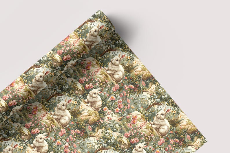 Vintage Easter Bunnies - Seamless Pattern - Digital Paper - Printable Journal, Scrapbook Paper, Seamless