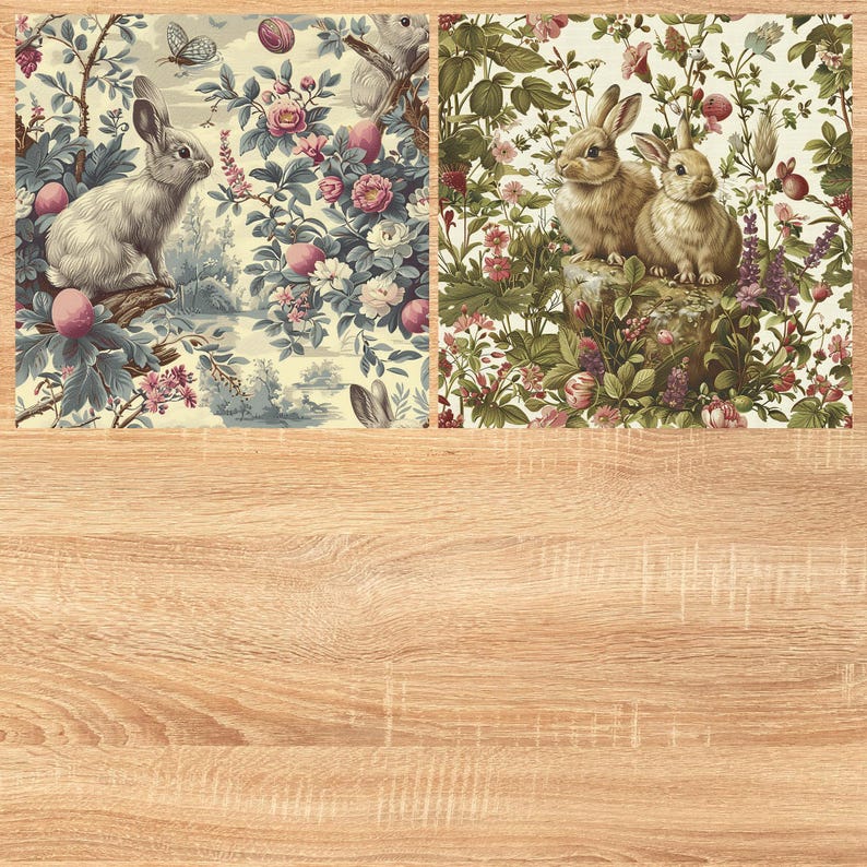 Vintage Easter Bunnies - Seamless Pattern - Digital Paper - Printable Journal, Scrapbook Paper, Seamless