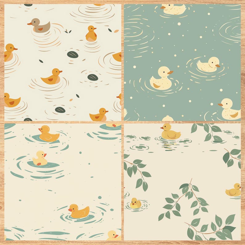 Simple Ducks - Seamless Pattern - Digital Paper - Printable Journal, Scrapbook Paper, Seamless