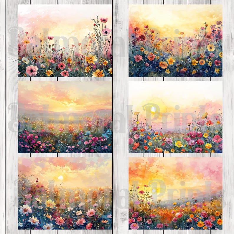 Wildflowers at Sunset - Junk Journal Kit, Journal Pages, Papers, Ephemera, Tags, Printable, Scrapbook Kit, Digital Download