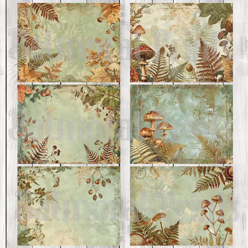 Sage and Chestnut Woodland - Journal Paper Set, Junk Journal Pages, Junk Journal Paper, Printable Journal, Scrapbook Paper, Digital Paper