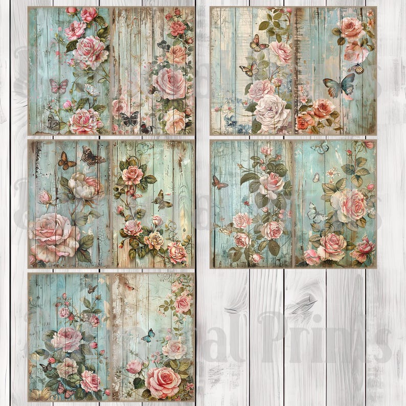 Shabby Chic Rose - Junk Journal Kit, Journal Pages, Papers, Ephemera, Tags, Printable, Scrapbook Kit, Digital Download