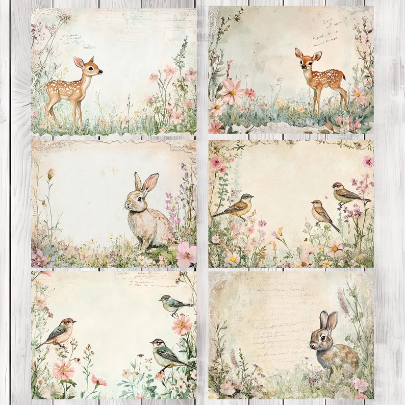 Spring Meadow - Junk Journal Kit, Journal Pages, Papers, Ephemera, Tags, Printable, Scrapbook Kit, Digital Download