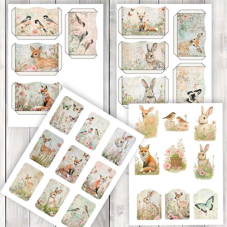 Spring Meadow - Junk Journal Kit, Journal Pages, Papers, Ephemera, Tags, Printable, Scrapbook Kit, Digital Download