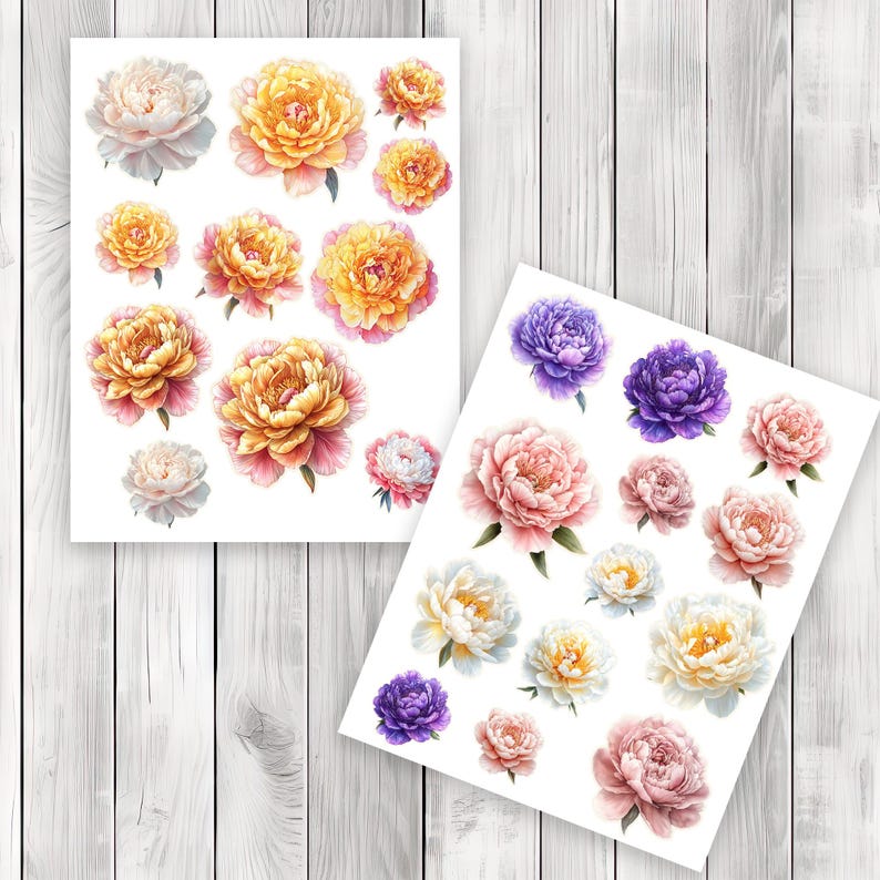 Peony Blossom Fussy Cuts - Junk Journal , Printable Journal, Junk Journal Tags, Junk Journal Ephemera